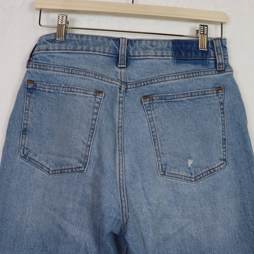 ABERCROMBIE & FITCH‎ Blue Curve Love High Rise Mom Distressed Jeans 29/8S